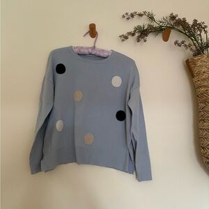 Sky BlueSweater with Polka Dots